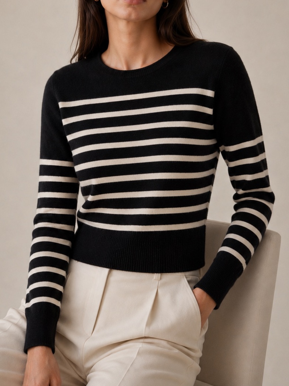 Lucien Pellat-Finet Cashmere Sweater Striped Size Medium Black White Women’s